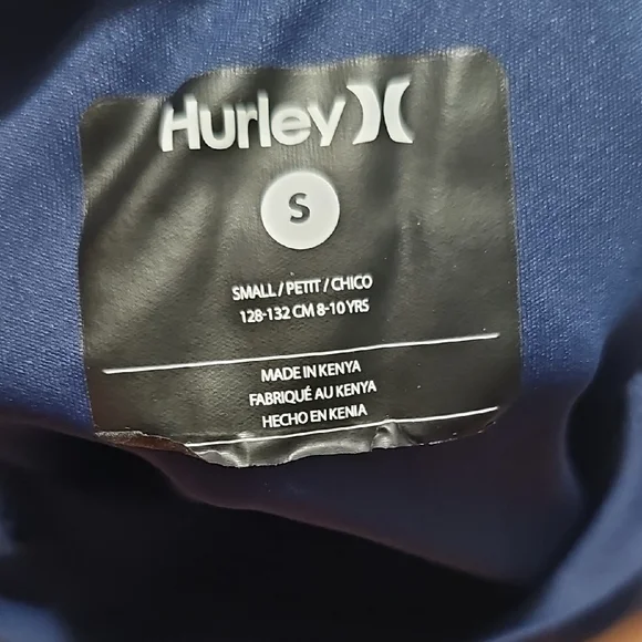 Hurley Deep Blue Rashguard with White Logo Shortsleeve - Picture 2 of 2